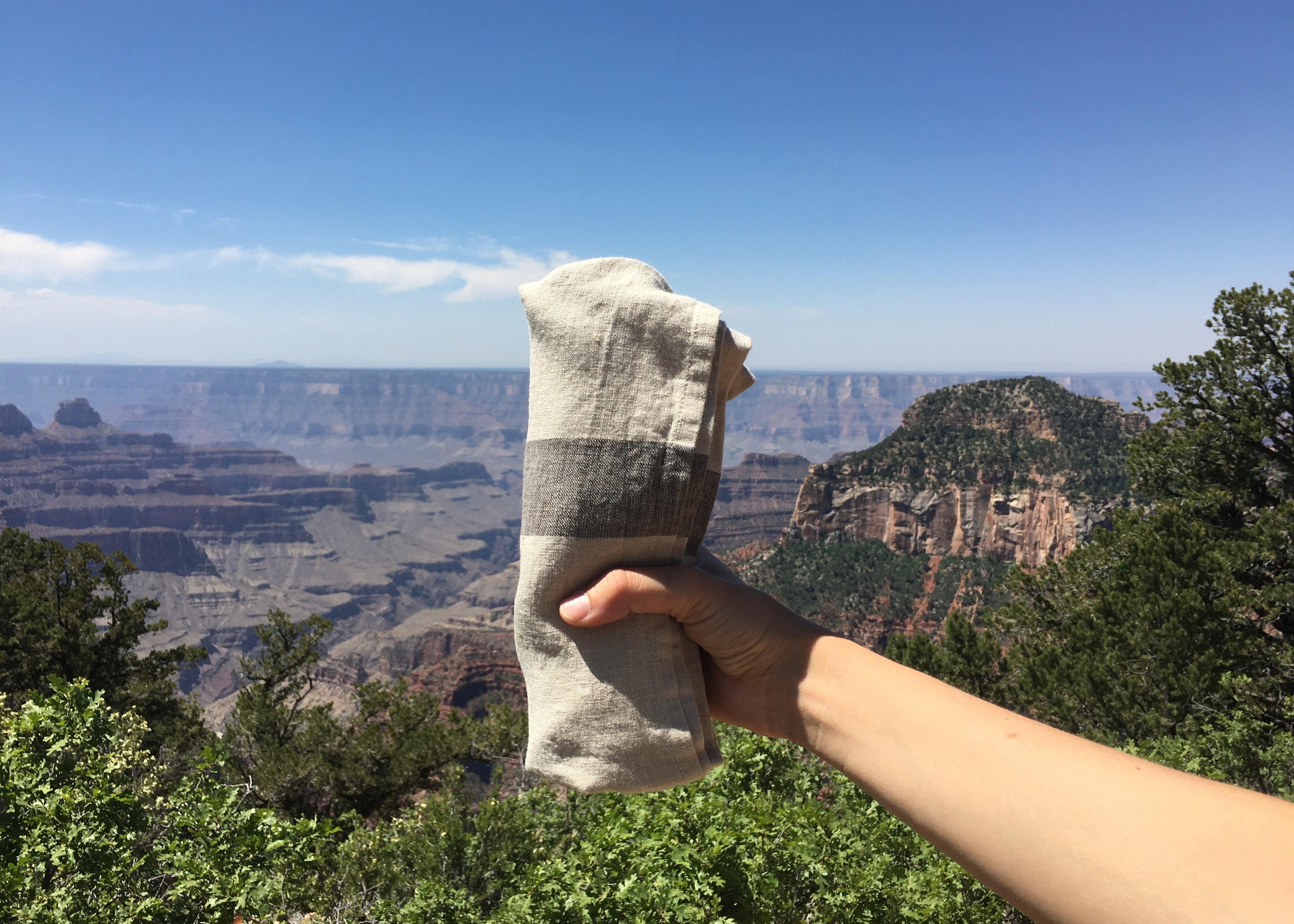 Lightweight Linen Travel Towel in Action 